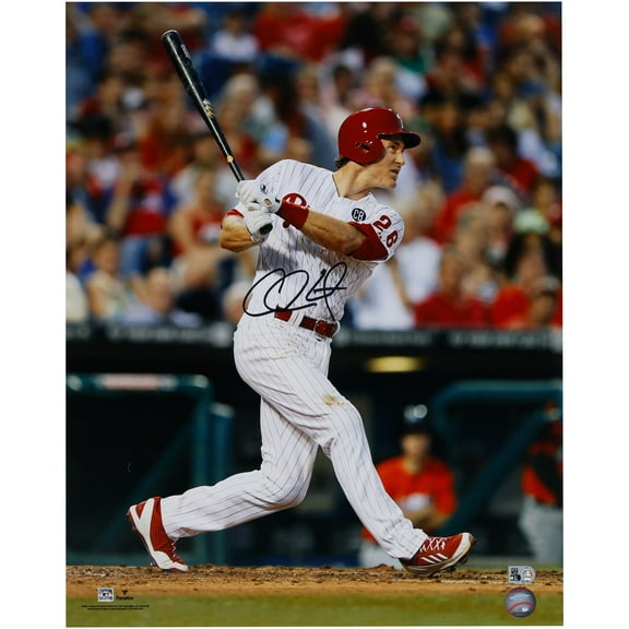 Chase Utley Philadelphia Phillies Autographed 16" x 20" White Swing Photograph - Fanatics Authentic Certified