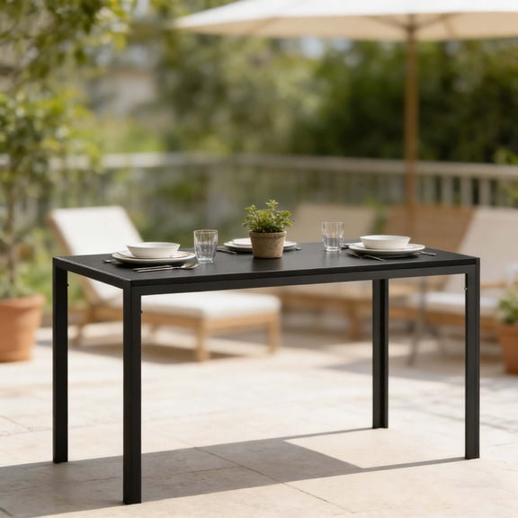 Black Dining Room Table for Entertaining, Large Dining Table with Sturdy Base, Black Kitchen Table for Daily Use