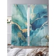 thumbnail image 3 of Turquoise Marble Sheer Curtains 2 Panels Set Abstracts Gold Wave Lines Gradient Texture Sheer Window Curtains Light Filtering Rod Pocket Voile Drapes for Bedroom Living Room 52"X96", 3 of 8