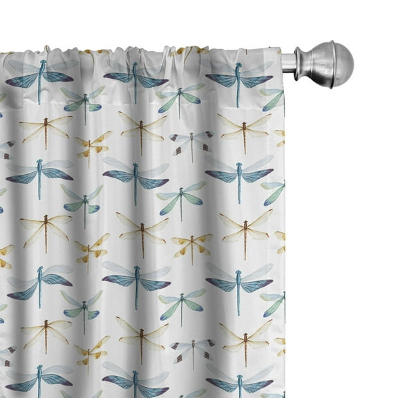 Ambesonne Colorful Curtains, Minimalist Dragonflies, Pair of 28"x95", Multicolor