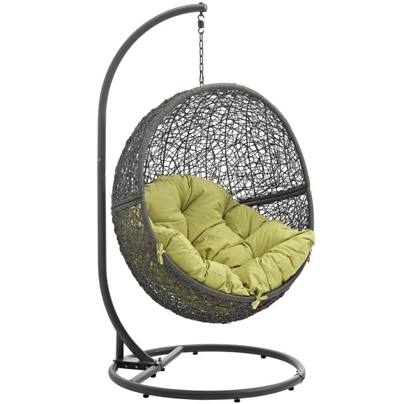 Modern Contemporary Urban Design Outdoor Patio Balcony Swing Chair, Green, Rattan