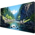 thumbnail image 2 of Cartoon Outdoor Forest Green Desk Mat Cute Gaming Mouse Pad Keyboard Mat Desk Mouse Pad with Non-Slip Rubber Base Seam Edges Mouse Pad for Office Home Decor Laptop Travel Mouse Pad, 31.5 X15.8 in., 2 of 6