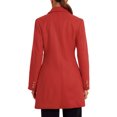 thumbnail image 3 of INSPIRE CHIC Winter Overcoat for Women's Notch Lapel Double Breasted Coats XS Red, 3 of 6