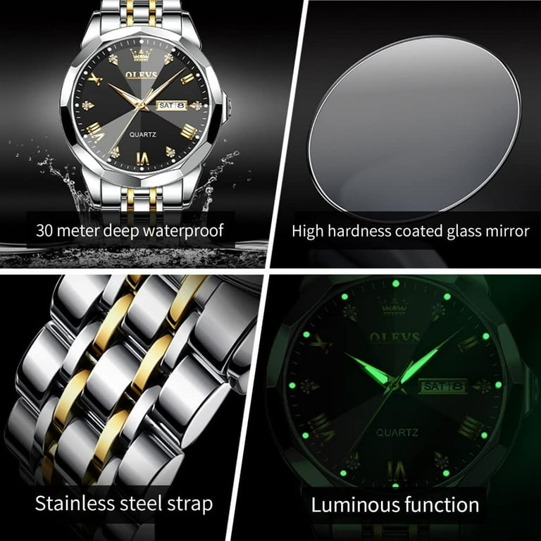  OLEVS Watch Men Black Watches for Men Diamnond Dial