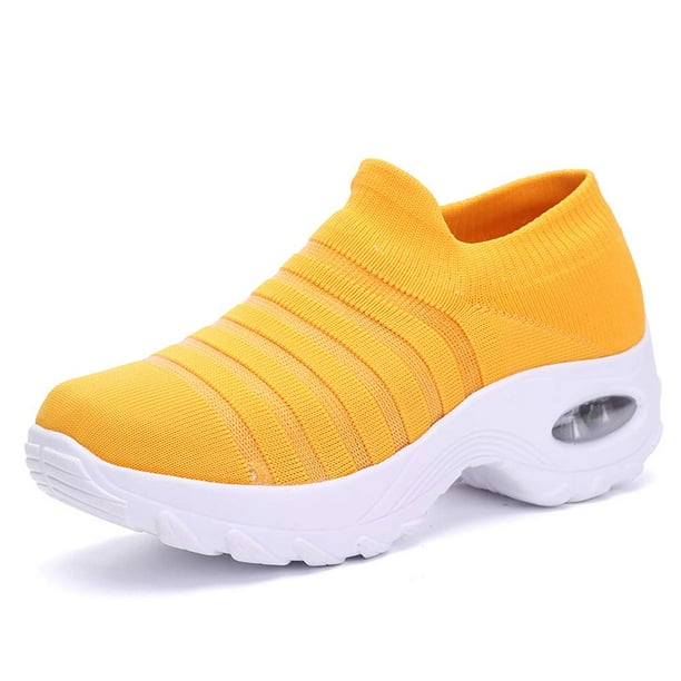 Women's Walking Shoes - Sock Sneakers Slip on Mesh Platform Air Cushion ...