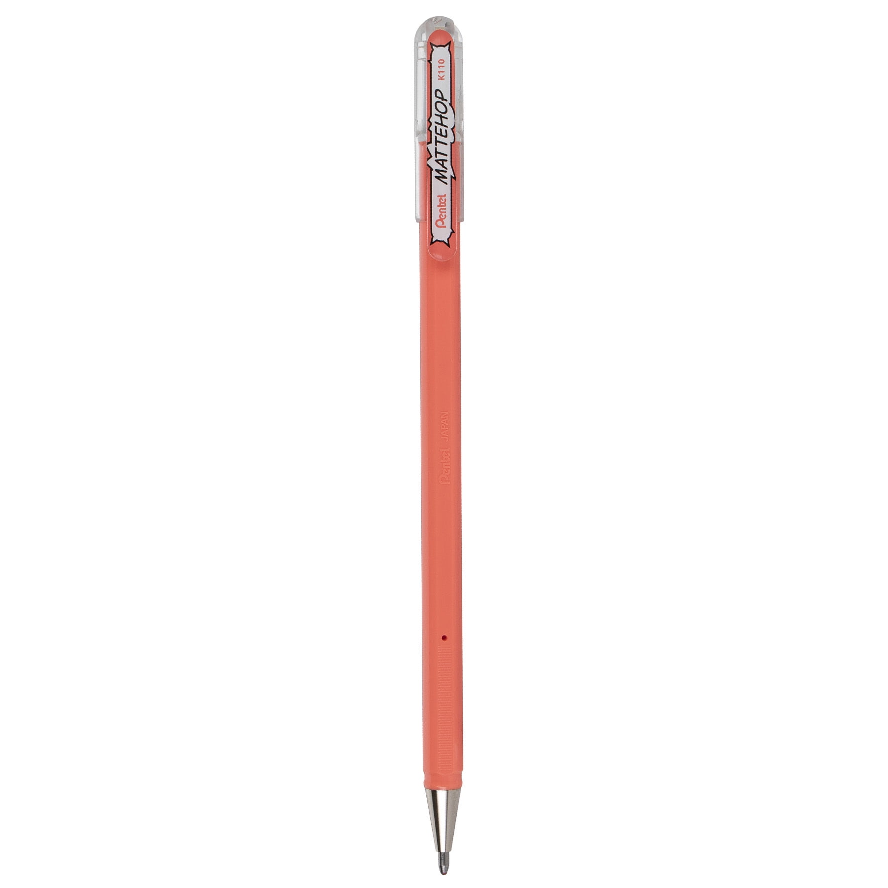 Pentel Arts Hybrid MATTEHOP Gel Roller, 1.0mm, Matte Coral Pink Ink, Pack of 12