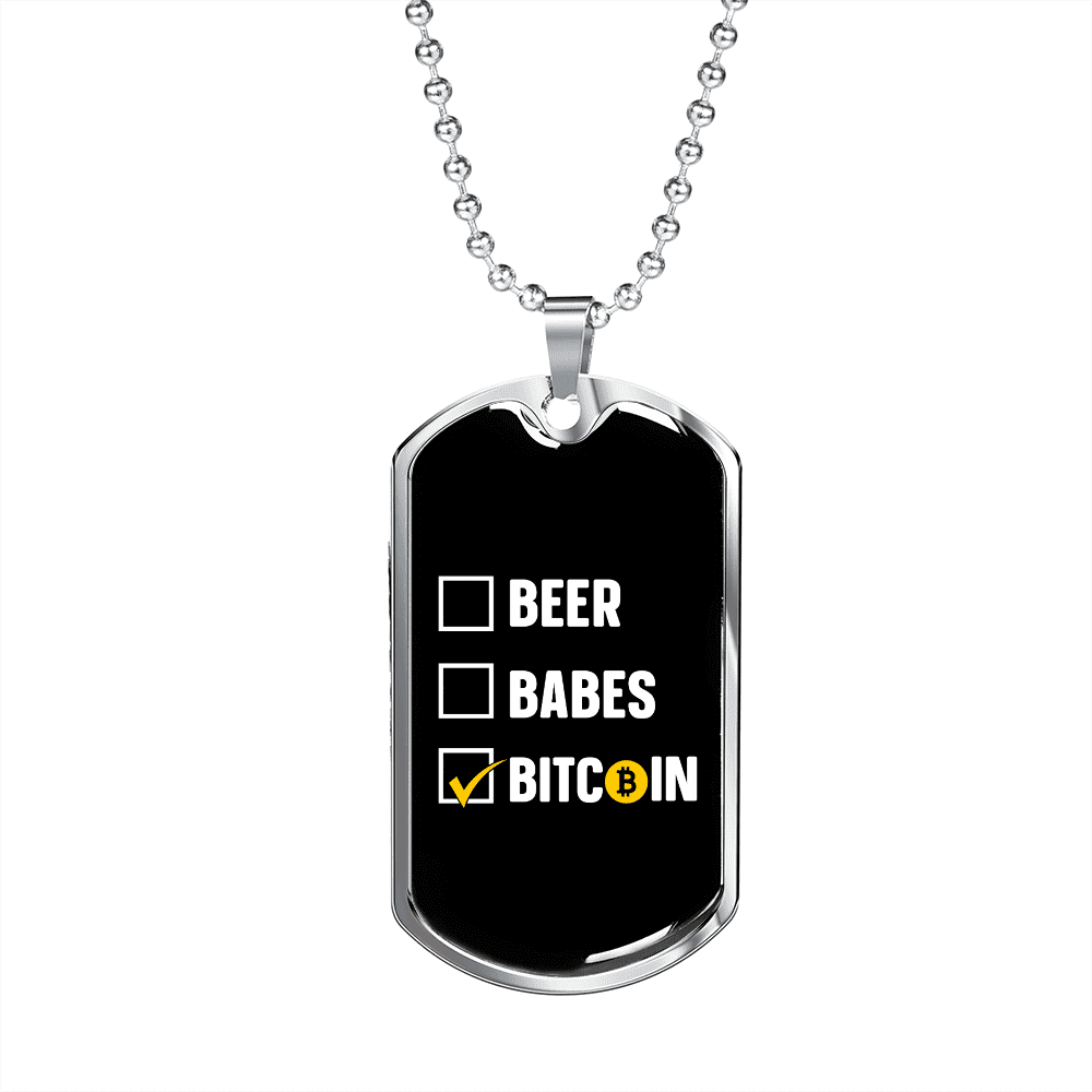 Cerveja Babes Bitcoin Crypto Colar de Aço Inoxidável ou 18k Gold