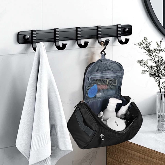Hanging Toiletry Bag Organizer | Multifunction Travel Cosmetic Bag | Water-Resistant Polyester Makeup & Shaving Kit Storage | Unisex | Portable Hook | 25x14x17cm | Large Capacity | Suitcase-Friendly