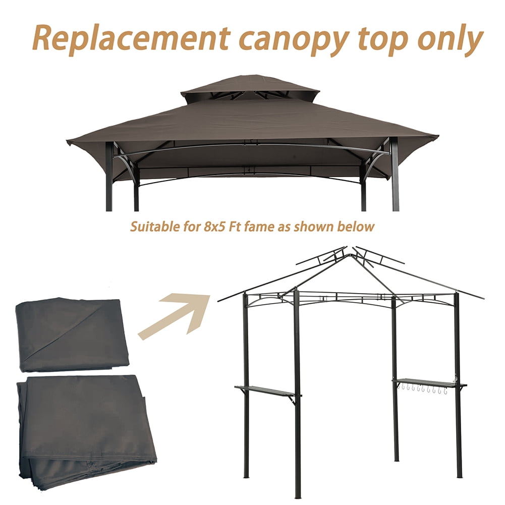 Veryke 8'x5' Replacement Gazebo/Grill Canopy, Double Tiered BBQ Tent