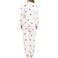 thumbnail image 4 of MODA NOVA Junior's Printed Long Sleeve Winter Flannel Pajama Sets Small Strawberry printed, 4 of 7