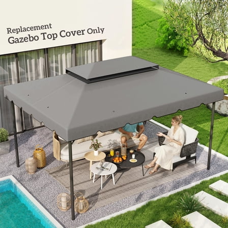 Outsunny 13' x 10' Gazebo Replacement Canopy, Gazebo Top Cover for 01-0870, 84C-101, 84C-144 with Double Vented Roof (TOP ONLY), Light Gray