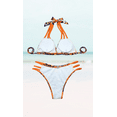 thumbnail image 2 of Meloria Swim and Fashion Orange Color Printed Braided Rope Stitching Padded Halter-Neck Hollow Sexy Bikini Sets, 2 of 5