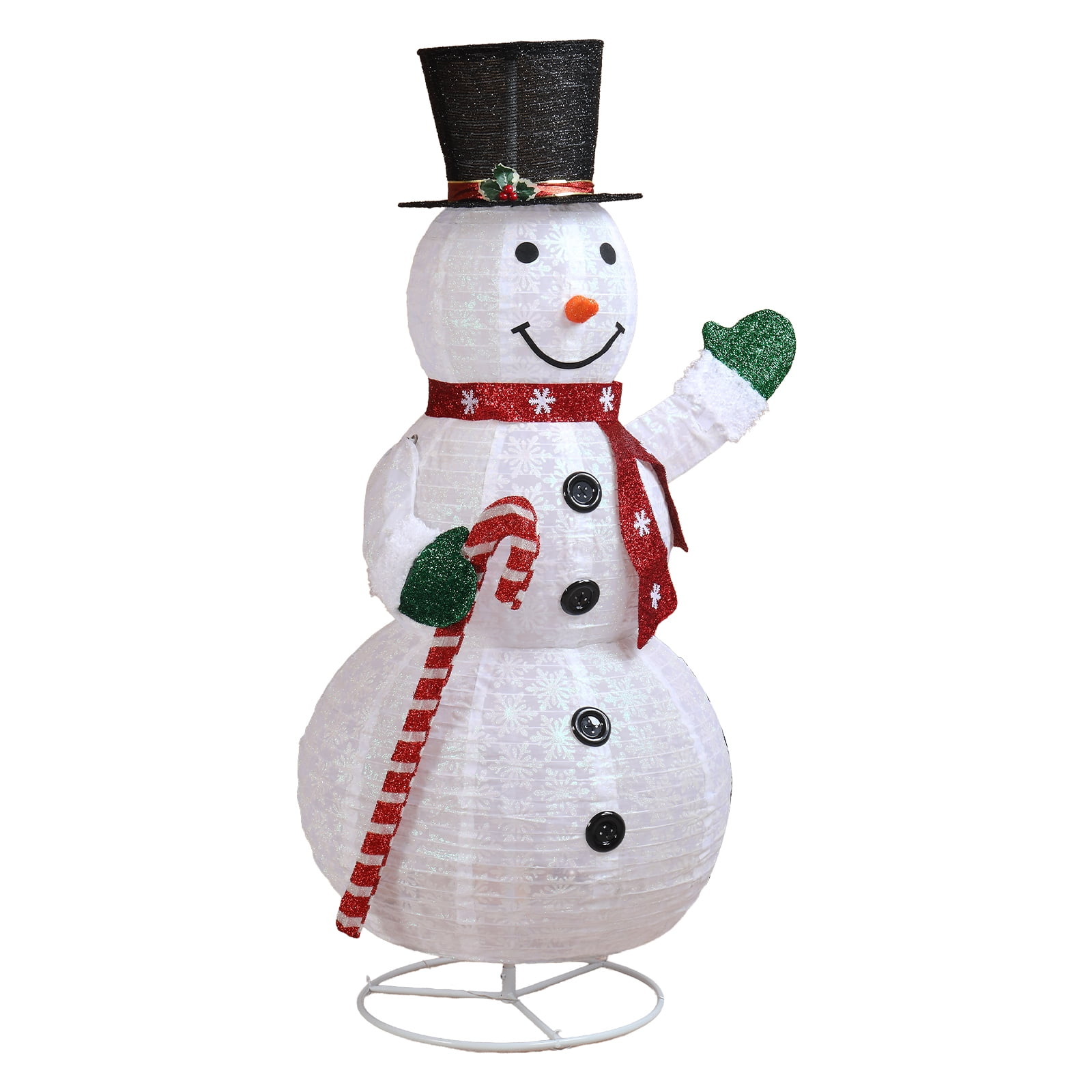Astoutdoor Lighted Snowman Holding Candy Cane, 5.7 ft Pre-Lit Christmas Yard Decoration with 210 White LEDs, White
