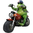 thumbnail image 3 of 10"L Born To Ride Patriotic USA Biker Frog Riding Red Chopper Motorcycle Statue, 3 of 7