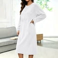 thumbnail image 7 of Frostluinai Women Fuzzy Fleece Nightgowns Plus Size Casual Long Sleeve Sherpa Knee Length House Dress Solid Winter Flannel Night Gown S-4XL, 7 of 7