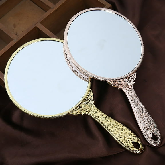 Masteelf  2 Pcs Retro Vanity Mirror Magnification Hand Held Woman Silver