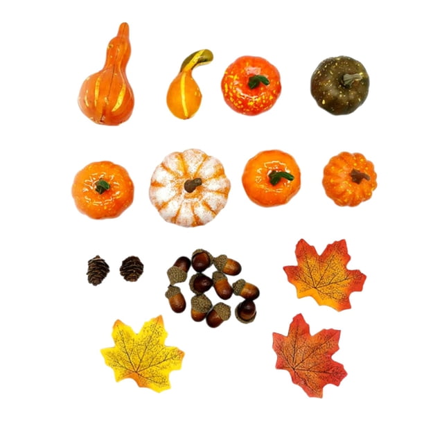 Calabazas artificiales mixtas Calabazas, hojas de arce y conos Festival de otoño 23 piezas