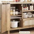 thumbnail image 4 of Senfot 59" Rattan Sideboard Buffet Cabinet, Boho Wooden Coffee Bar with Open Shelves & Drawer, Farmhouse Dining Room & Living Room Storage, Wood Finish, 4 of 6