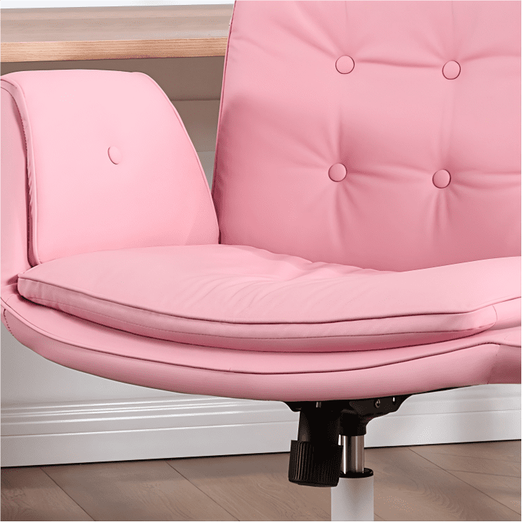 TMV Vanity Chair Oversized, Criss Cross Design Office Desk Chair - Big & Tall Computer Chair with Foldable Arms, Swivel and Wheels,Pink