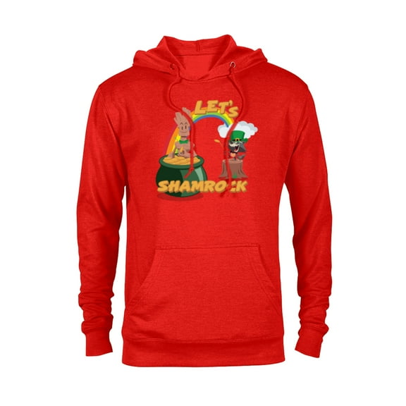 Marvel Rocket and Groot St. Patrick's Day Let's Shamrock - Pullover Hoodie for Adults - Customized-Red Heather