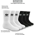 thumbnail image 3 of Adidas Trefoil Cushioned Crew Boys Socks, Black/White, 6 Pairs, 3 of 6