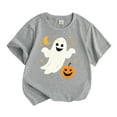thumbnail image 2 of Weebloom Kids Halloween T Shirts Pumpkin Short Sleeve Tee Shirt Casual Fashion Base Layer Comfortable Stylish Dailywear Grey 10-11 Years, 2 of 4
