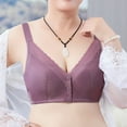 thumbnail image 5 of Bigersell Front Closure Bras for Women Clearance Wire-Free Bra Front Snap Bra Closure Comfort Wide Strap V-Neck Wireless Bras Bralettes Sports Bras No Underwire Button Front Close Bras Purple L, 5 of 5