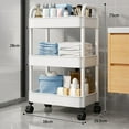 thumbnail image 3 of TUTUnaumb 3-Tier Rolling Storage Cart With Wheels, Bathroom Organizer Utility Cart Room Organization Mobile Shelving Unit with Handle, Movable Storage Organizer for Kitchen Bedroom Office-White, 3 of 3
