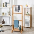 thumbnail image 3 of Costway Bamboo Towel Rack Stand Hanger Free Standing w/ Bottom Shelf Storage, 3 of 9