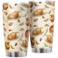 thumbnail image 2 of Thanksgiving Turkey Maple Pumpkin Tumbler Stainless Steel Travel Mug Vacuum Insulated with Lid Thermal Cup Gifts Turkey-3 20oz, 2 of 5