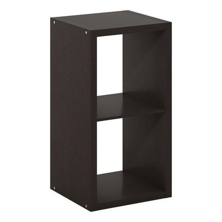 Pemberly Row Open Back Decorative Cube Storage Organizer in 2-Cube Dark Oak