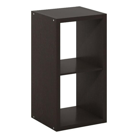 Pemberly Row Open Back Decorative Cube Storage Organizer in 2-Cube Dark Oak