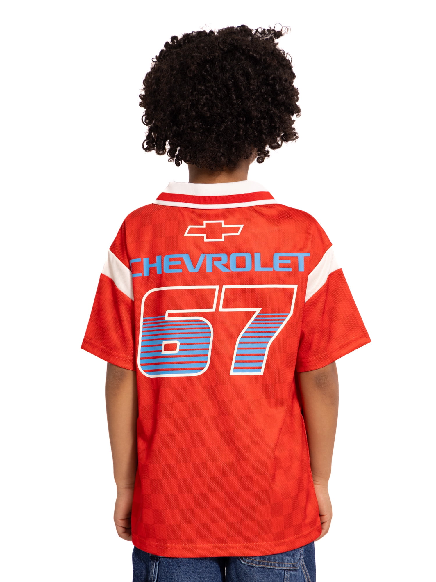 Chevy Camaro Boys' Collared Front Back Graphic Jesey with Short Sleeves, Sizes 4-18