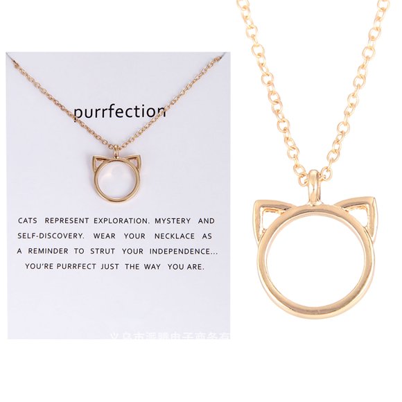 zttd fashion jewelry purrfection cat ear alloy pendant short necklace women gift