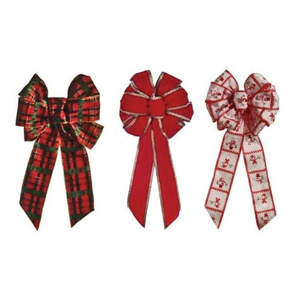 Holiday Trims 7936 15 in. Plaid Wire Bow- pack of 12