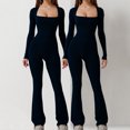 thumbnail image 2 of ABATAB 2PC Women Workout Jumpsuit Seamless Yoga One Piece Leggings Clothing Long Sleeve Bell Bottom Pants Sports Exercise Romper Bodysuit, 2 of 7