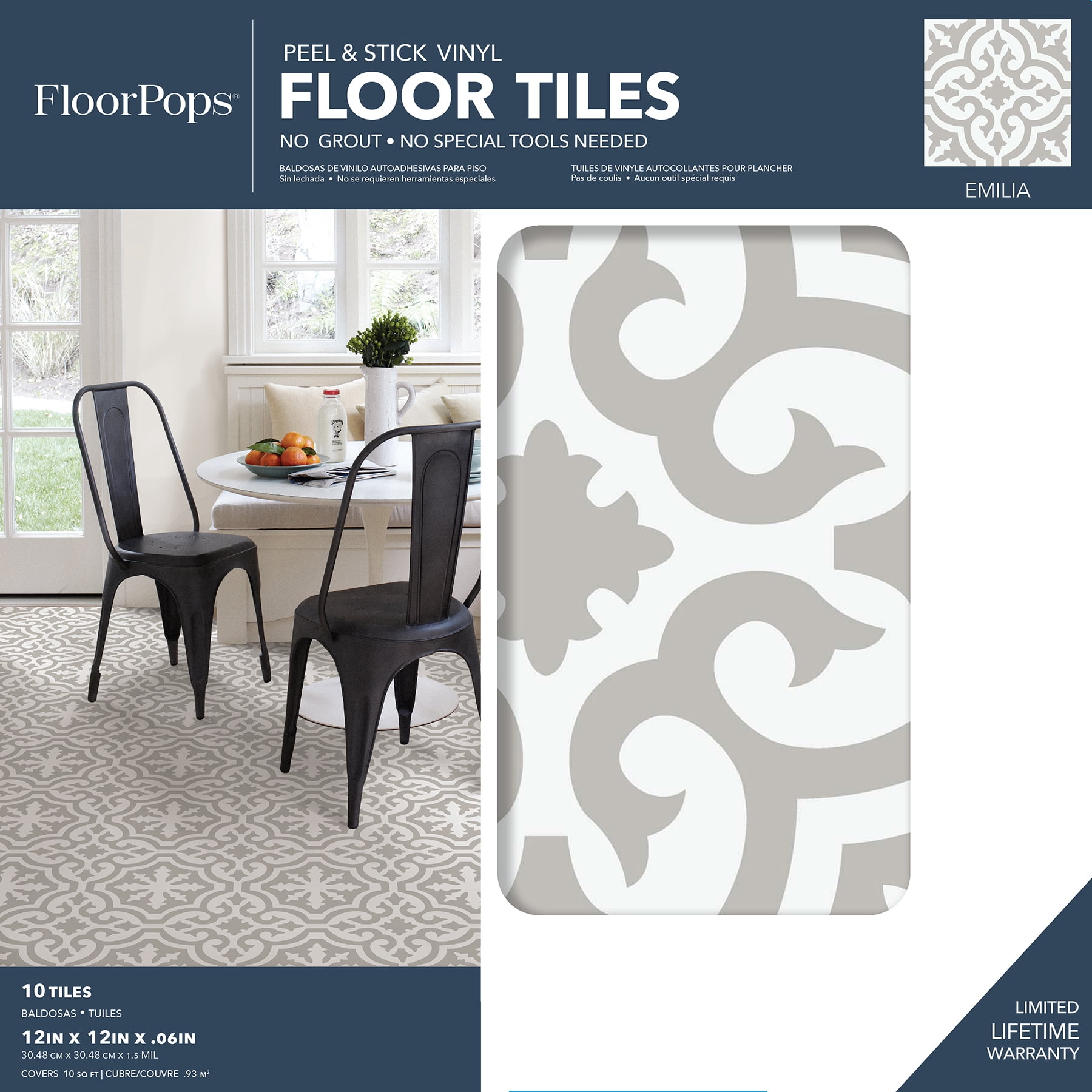FloorPops Emilia Peel & Stick Floor Tiles