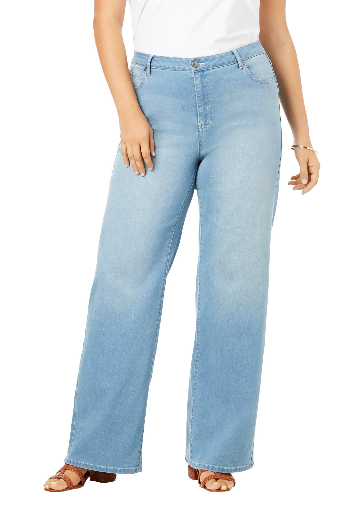 womens plus wide leg jeans