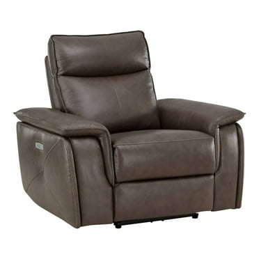 Lexicon Maroni Leather Power Reclining Chair with Power Headrest in Dark Brown