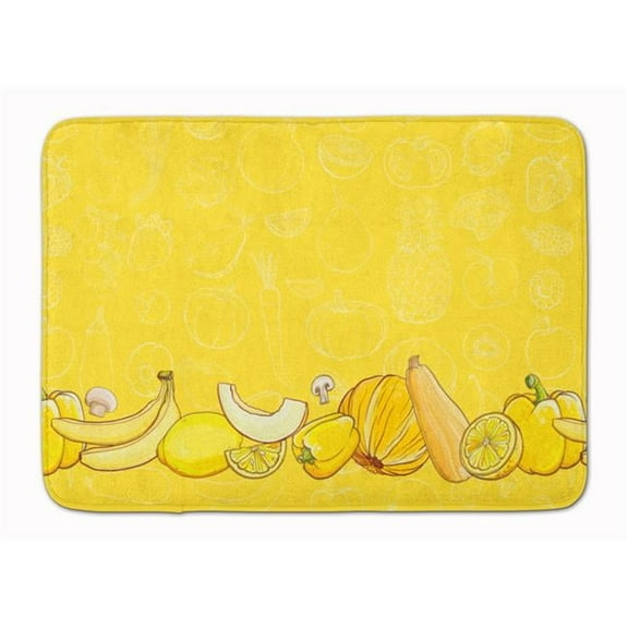 Fruits & Vegetables in Yellow Machine Washable Memory Foam Mat