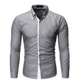 thumbnail image 5 of Men‘s Spring Color Matching Turndown Collar Long Sleeve Casual Shirts Blouse, 5 of 5