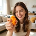 thumbnail image 6 of Tangerine Crunchy Squishy Toy, Orange Fruit Stress Ball with Green Stem, Crunchy Sound Fidget Toy, Stress Relief Sensory Toy for Kids Adults, Desk Decor Gift, 6 of 6