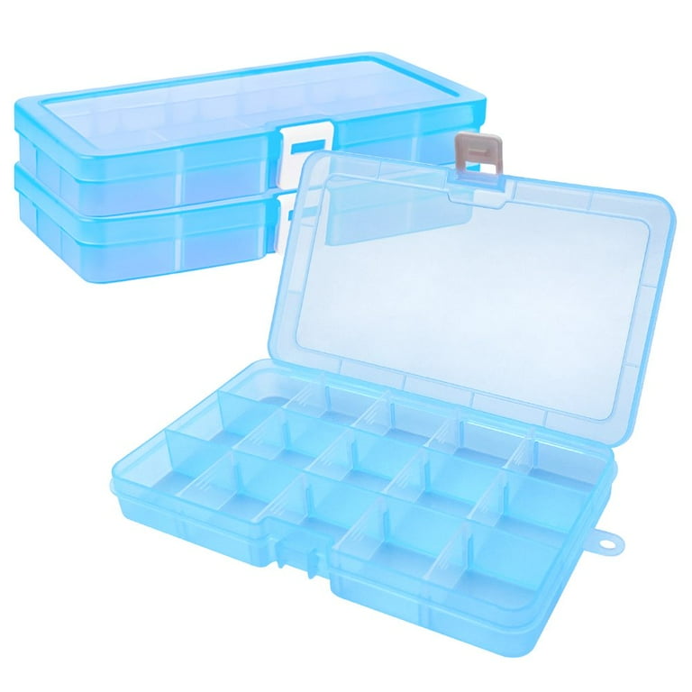 DUONER Plastic Bead Organizer Box with Dividers Adjustable Clear Jewelry  Box Craft Storage 34 Compartment Tackle Box Small Parts Organizer for  Jewelry Thread Earring Small Plastic Boxes, Blue x 1 