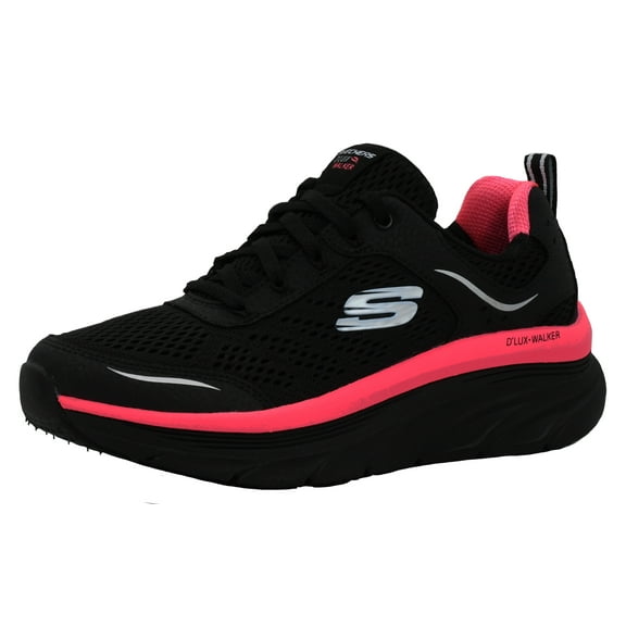 Skechers Women's D'LUX Walker-Infinite Motion Sneaker, Black/Hot Pink, 8 M US