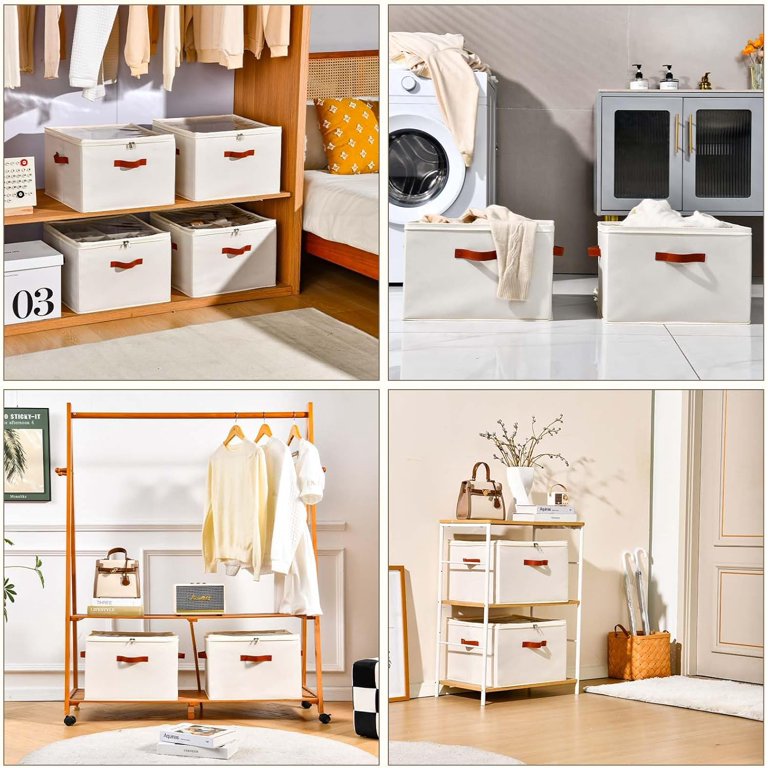 2-Pack Closet Shoe Organizer With Clear Lids & Adjustable Dividers - Space-Saving Storage Bins For 16-32 Pairs Of Shoes, Beige & Grey