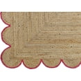 thumbnail image 2 of Scalloped Natural Jute Area Rug, Natural Red Boho Scallop Colored Trim, 2 of 4