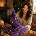 thumbnail image 6 of WULMLEO Halloween Hats for Women Assorted Quilted Witch Hats Varied Seasonal Prints Classic Pointed Wide Brim Cosplay Party Accessory J One Size, 6 of 8