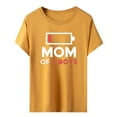 thumbnail image 4 of Gibobby Playera de Manga Corta Casual Suave Camiseta manga corta con cuello redondo y estampado letras divertidas para mujer Mom Of 2 Boys(Naranja,M), 4 of 5