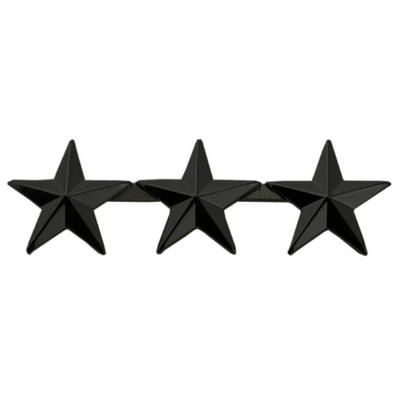 Hero's Pride 3-Star Insignia Pin, 1/2" High, Black, Clutch Back, Pair