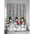 thumbnail image 5 of Fsddascl Grey White Snowman Christmas Shower Curtain Set - Small 36" x 72" Washable Bathtub Curtain with 12 Hooks, Xmas Tree Snowflake Winter Waterproof Fabric Stall Shower Curtains for Bathroom, 5 of 6